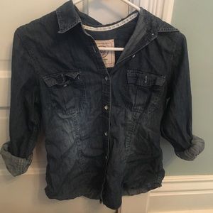 Dark jean-looking button down top